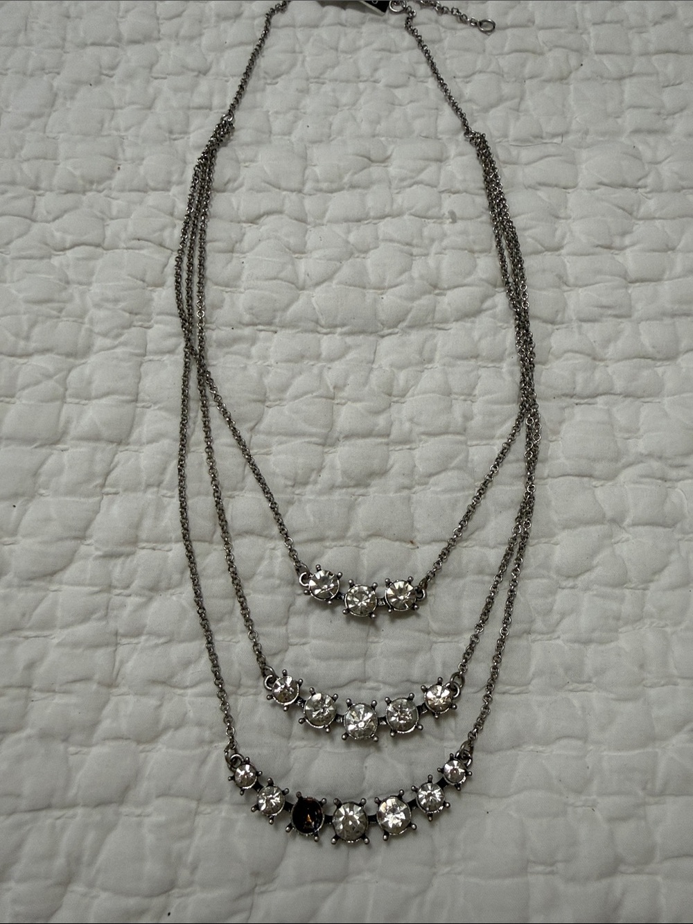 Banana Republic Silver-Tone Multi-Layer Crystal Necklace